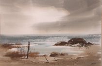 Appraisal: Fred Leach American b th Century Low tide Watercolor on