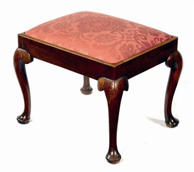 Appraisal: A George I walnut stool the damask upholstered drop-in seat