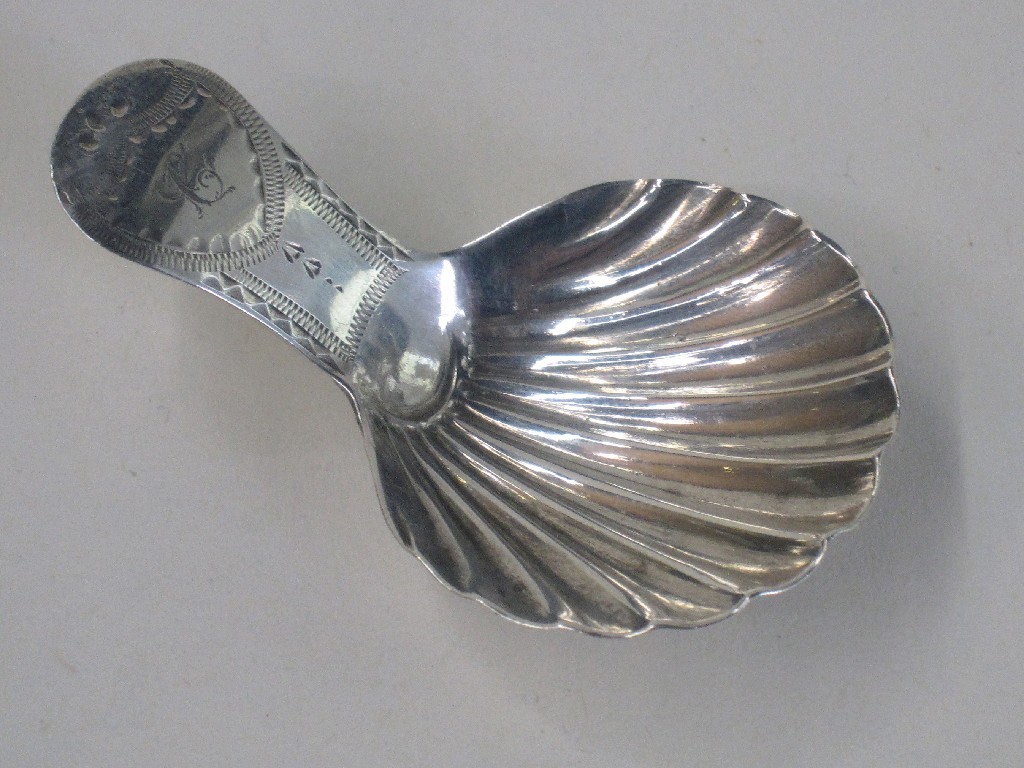 Appraisal: th Century silver caddy spoon with shell shaped bowl makers