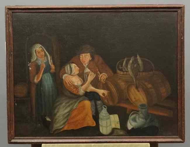 Appraisal: th c oil on canvas ''Prodigal Son Cavorting with harlots''