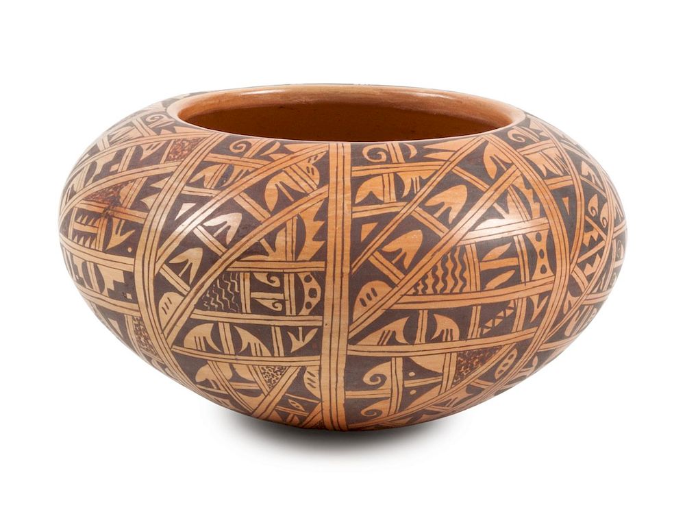 Appraisal: Bonnie Nampeyo Hopi-Tewa b Painted Redware Seed Jar Bonnie Nampeyo