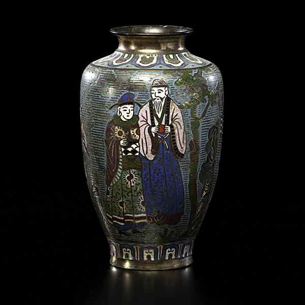 Appraisal: Chinese Champleve Vase Probably Chinese th century A champleve baluster-form