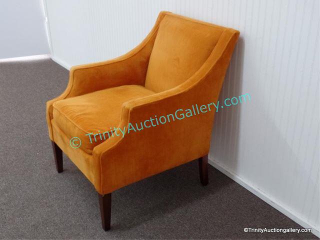 Appraisal: Mid Century Modern Orange Plush Fabric Club Chair With exposed