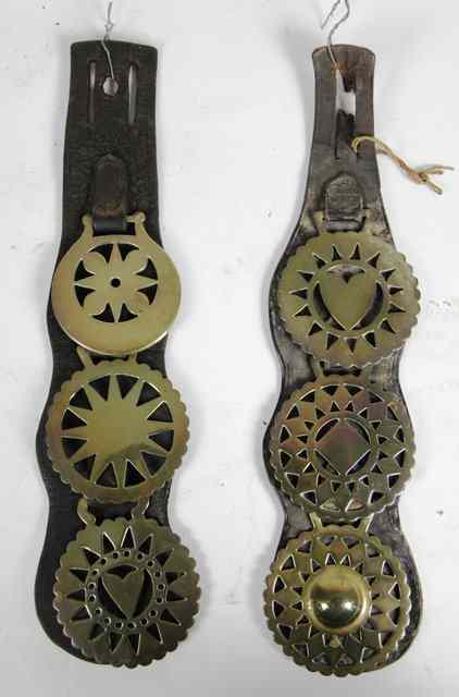 Appraisal: Two straps each set with three horse brasses