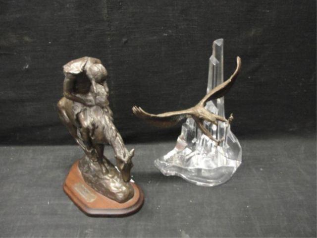 Appraisal: Lot of Remington Reproductions Horse with rider along with eagle