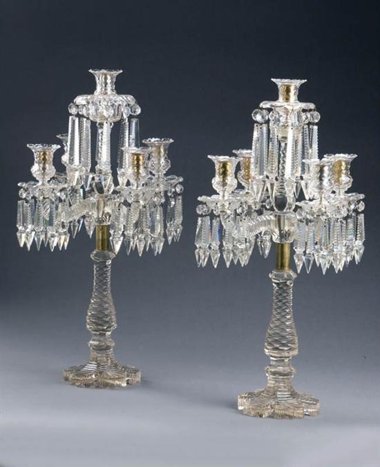 Appraisal: PAIR OF CANDELABRA European late th-early th century cut glass