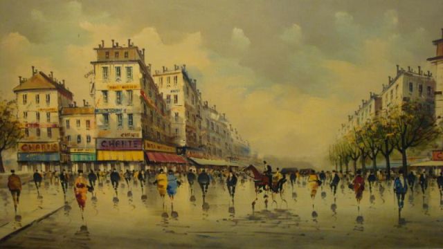 Appraisal: MAX O C of Parisian Street and Figures Signed lower