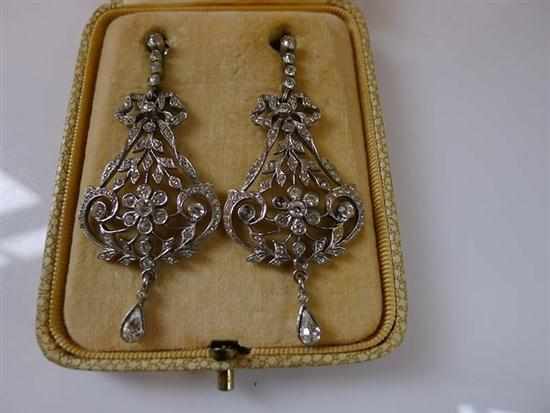 Appraisal: A PAIR OF VICTORIAN PASTE SET EARRINGS IN SILVER A