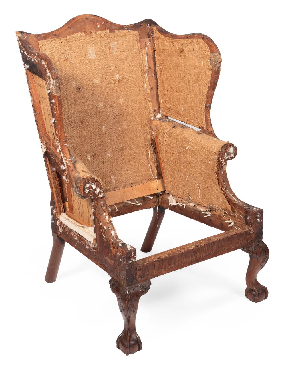 Appraisal: CHIPPENDALE WING CHAIR PHILADELPHIA CIRCA BACK HEIGHT SEAT HEIGHT WIDTH