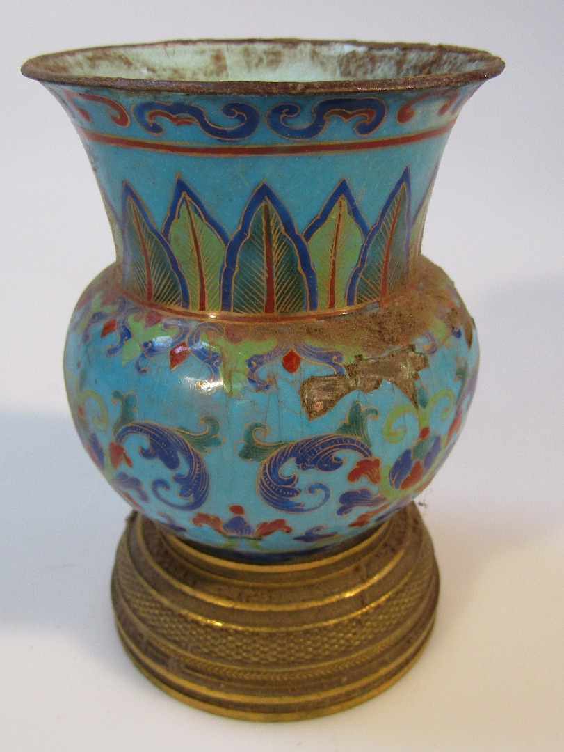 Appraisal: A Chinese enamel vase the globular body polychrome decorated with