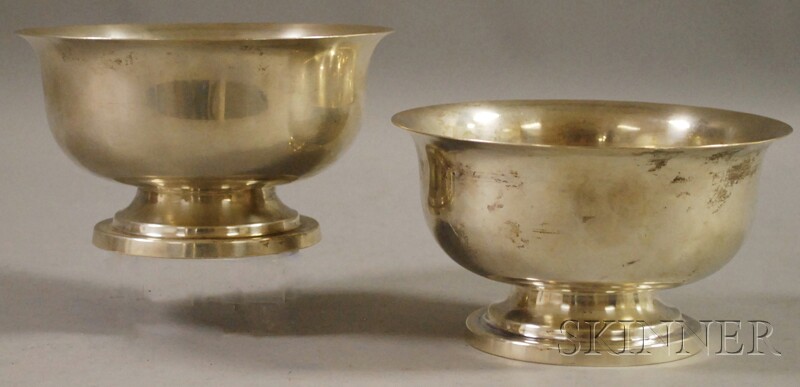 Appraisal: Pair of Mexican Sterling Silver Revere-style Bowls Juventino Lopez Reyes