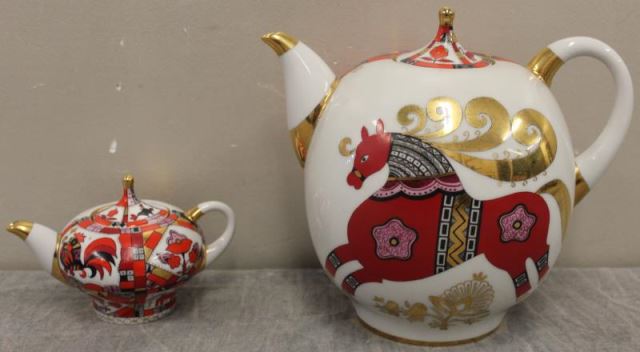 Appraisal: Russian Porcelain Lot Incl a Large Pot and aSmall Pot