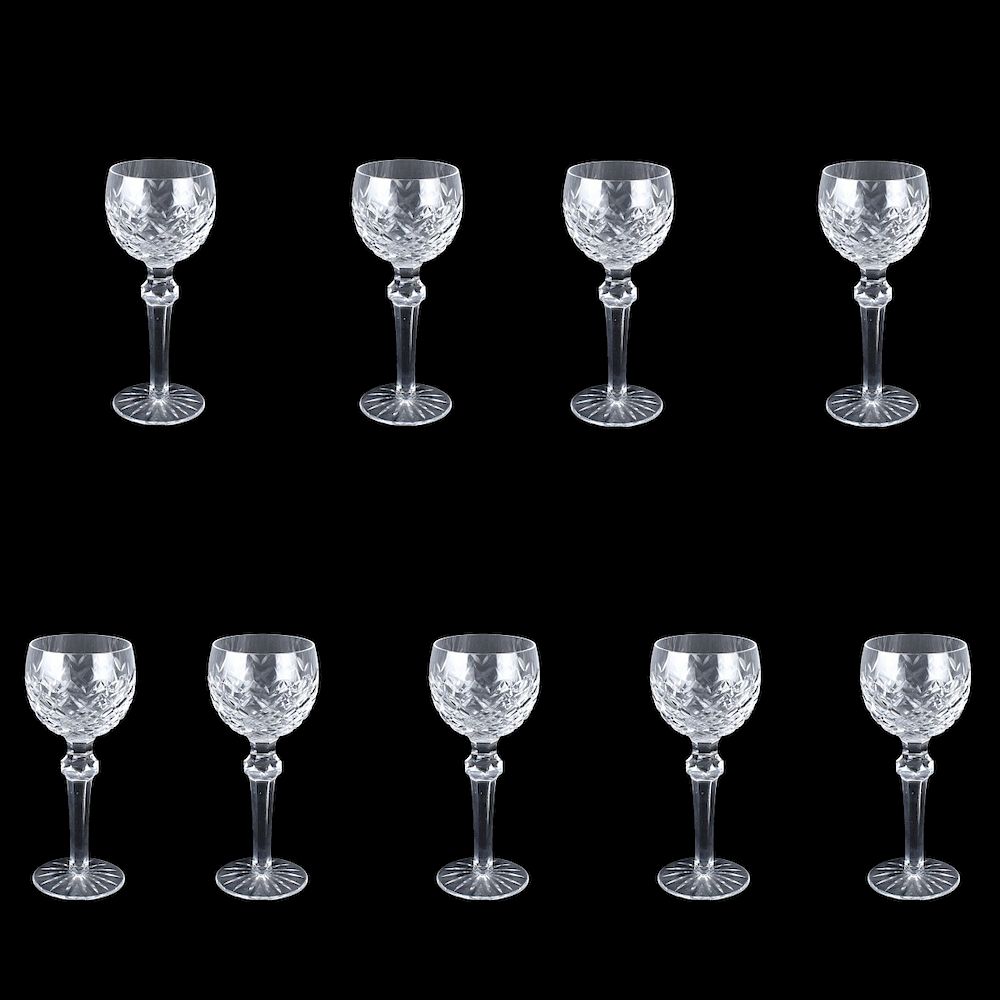 Appraisal: Waterford Powerscourt Wine Hock Glasses Lot of Nine Waterford Powerscourt