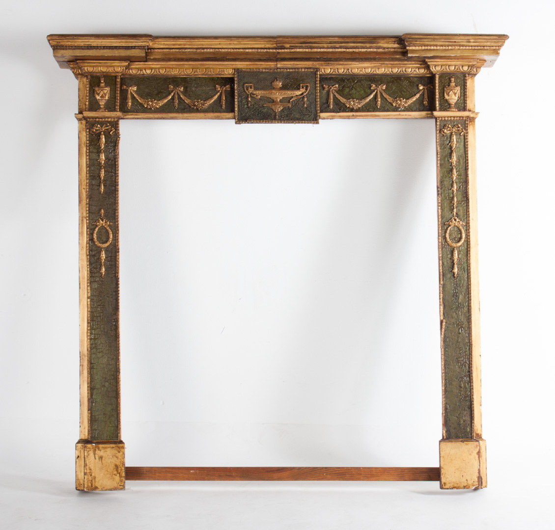 Appraisal: Adam style gilt and painted wood mantel late th early