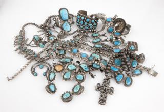 Appraisal: A group of Native American and silver jewelry Native American