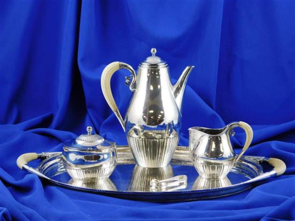 Appraisal: STERLING Georg Jensen sterling coffee set Cosmos pattern details include