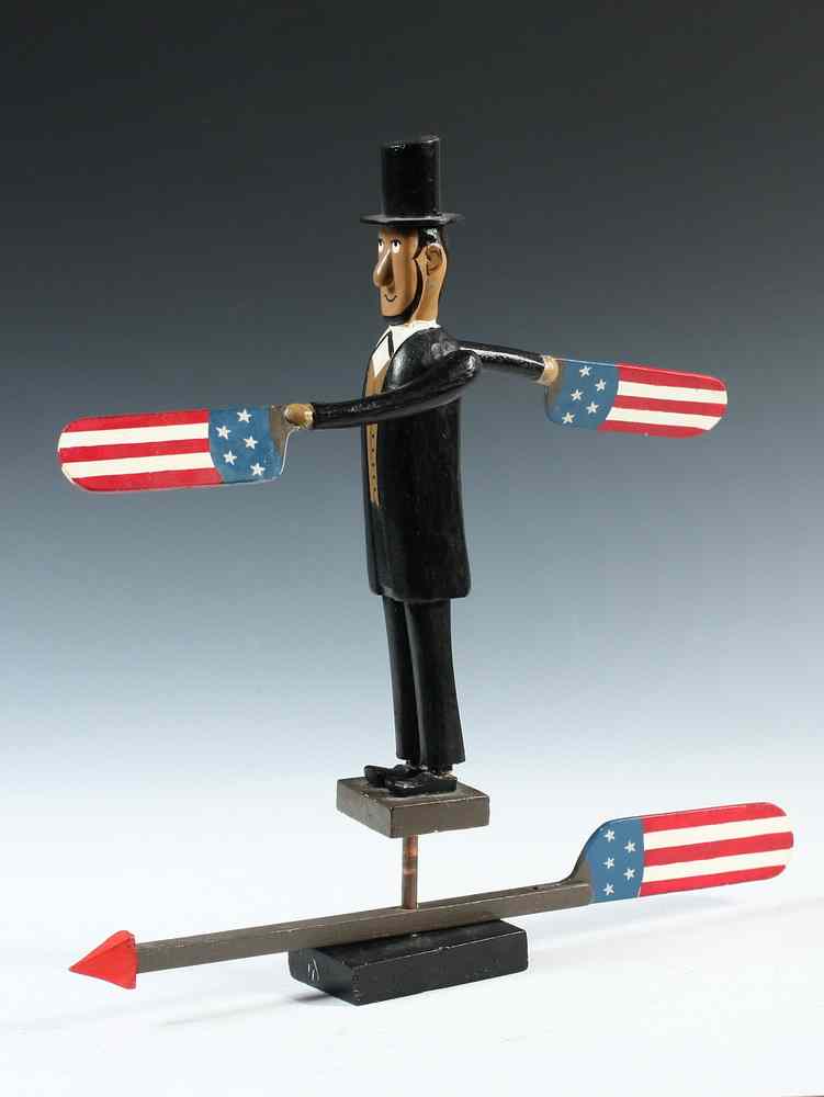 Appraisal: FOLK ART WHIRLIGIG - Contemporary Uncle Sam Whirligig in Carved