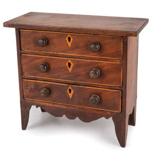 Appraisal: A Federal Inlaid and Carved Cherrywood Diminutive Chest of Drawers