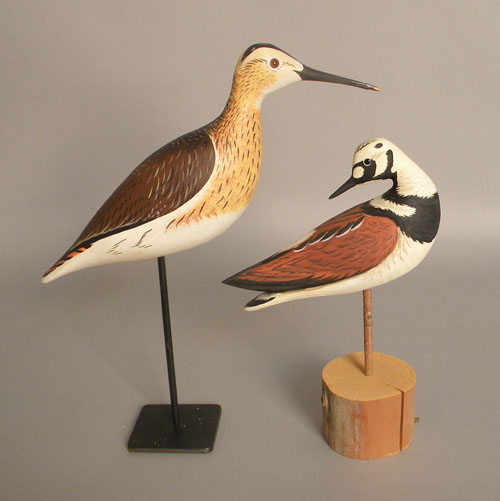 Appraisal: Two shorebird decoys signed Anthony Hillman Seaville NJ l and