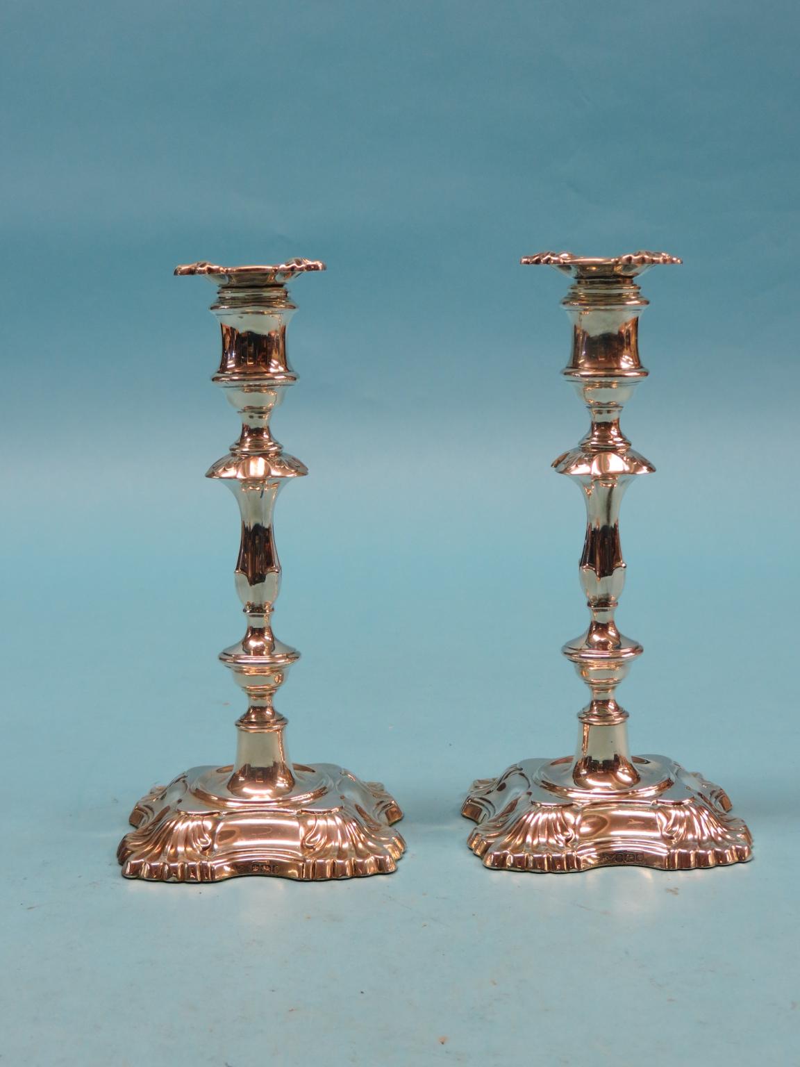 Appraisal: A pair of George II-style silver candlesticks with detachable sconces