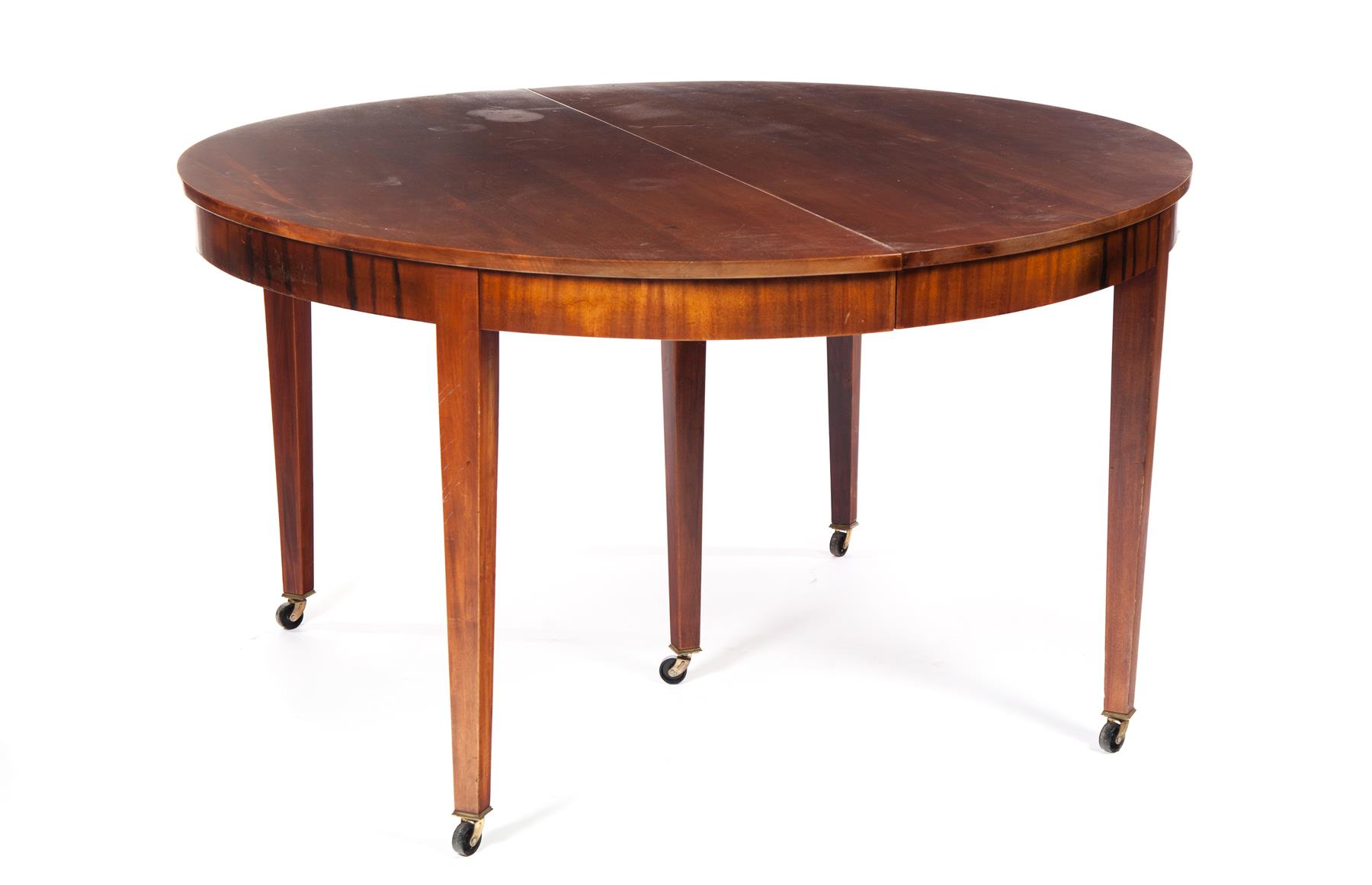 Appraisal: BIEDERMEIER-STYLE EXTENSION DINING TABLE American th century mahogany Rounded top