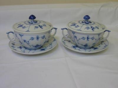 Appraisal: A PAIR OF ROYAL COPENHAGEN PORCELAIN TWO HANDLED SOUP BOWLS