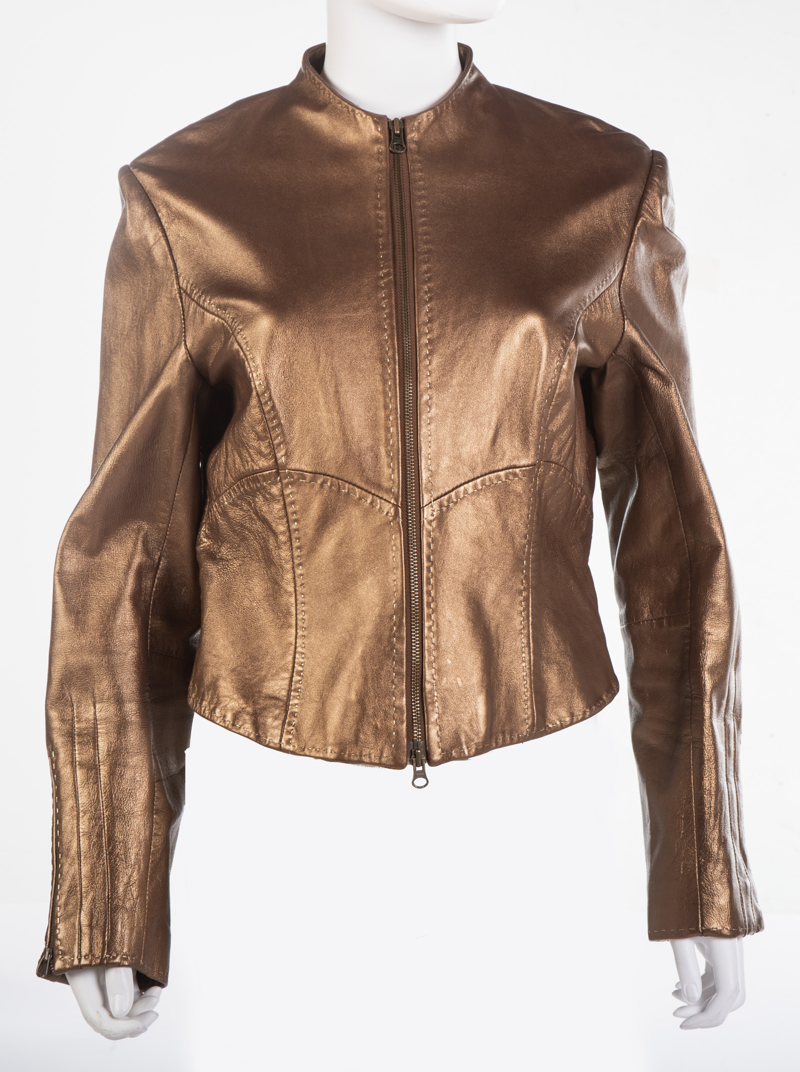 Appraisal: MARGARET GODFREY BRONZE LEATHER JACKET size L