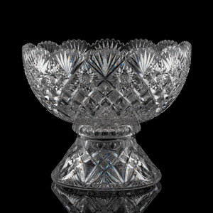 Appraisal: A Brilliant-Period Cut Glass Punch Bowl and Stand Possibly by