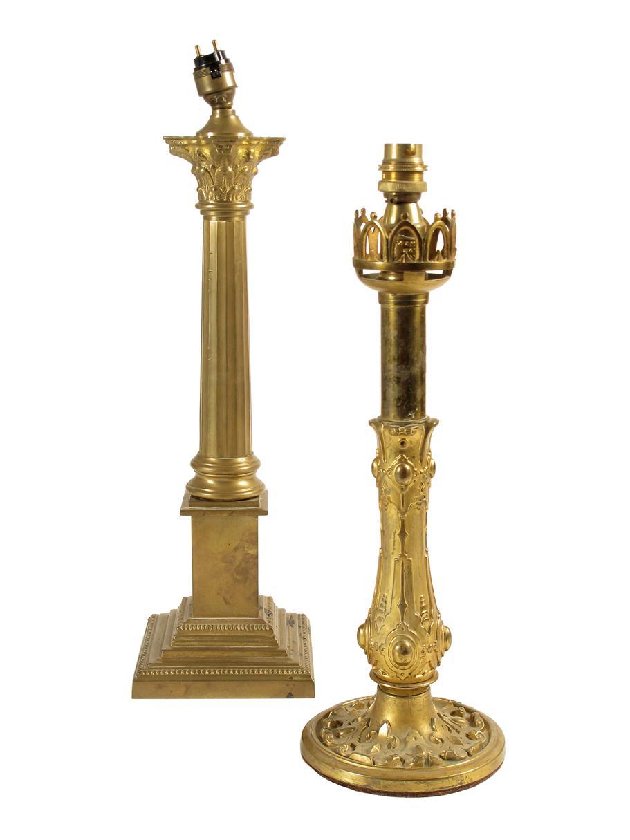 Appraisal: A Victorian gilt brass desk lamp