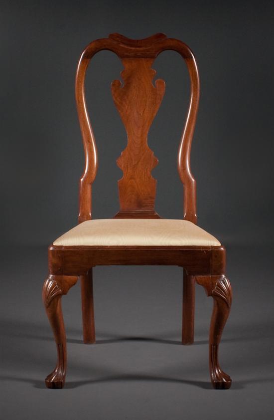 Appraisal: Queen Anne carved walnut side chair with upholstered slip seat