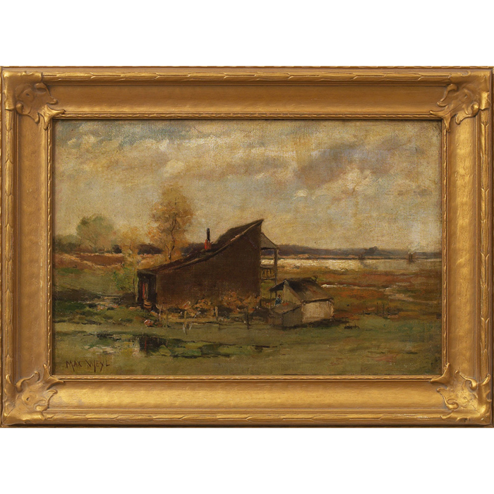 Appraisal: Max Weyl American - House Near a River with a