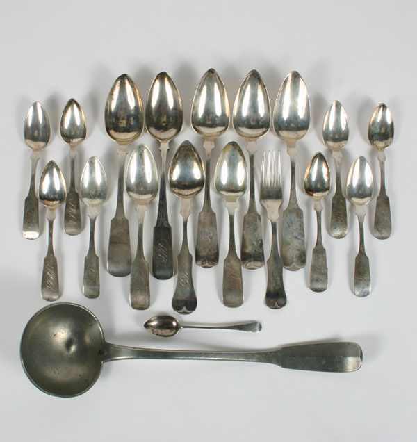 Appraisal: Eighteen pieces of coin silver including five serving spoons three