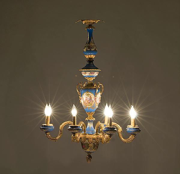 Appraisal: SEVRES-STYLE EIGHT ARM PORCELAIN CHANDELIER British early th century A