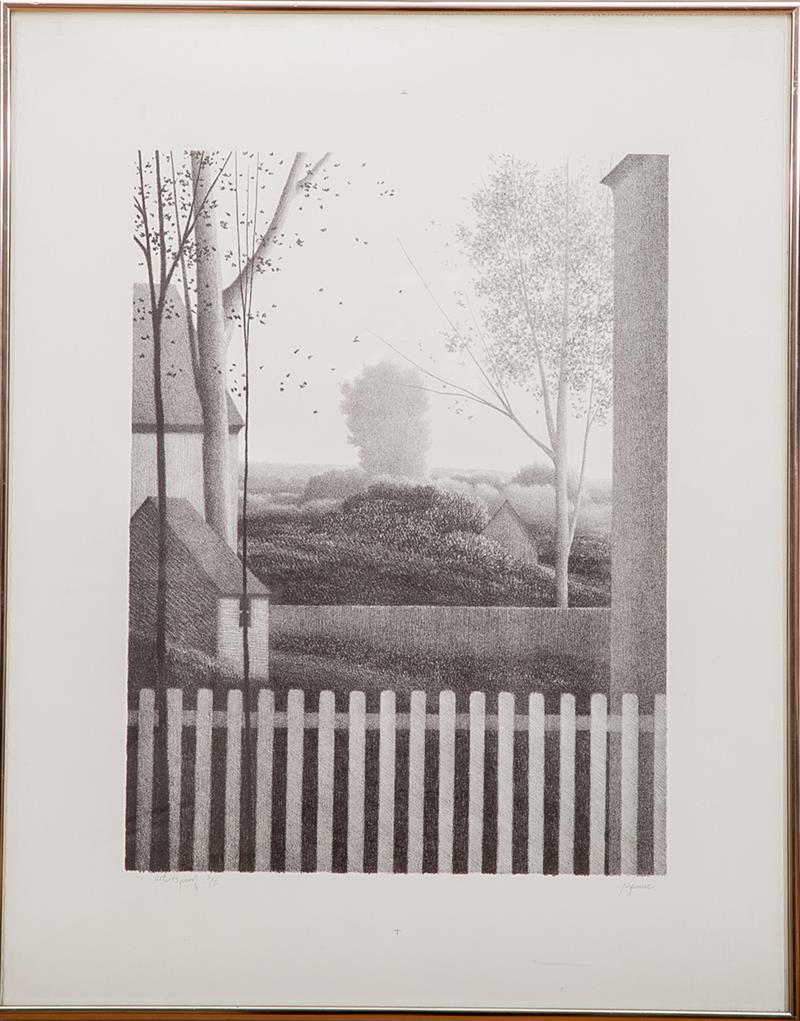 Appraisal: Roger Kipness b Picket Fence Lithograph on wove paper with