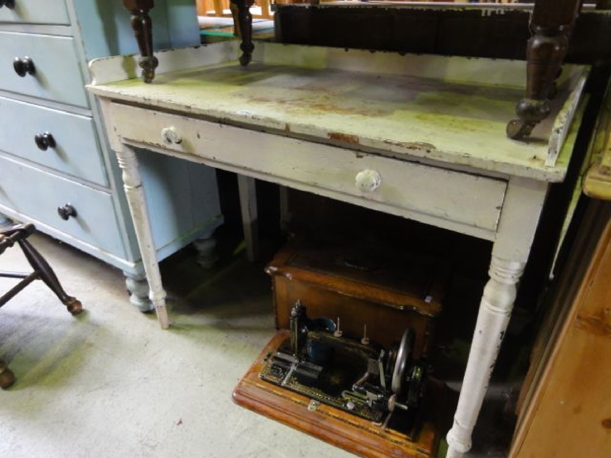 Appraisal: A th century painted pine washstand side table of rectangular