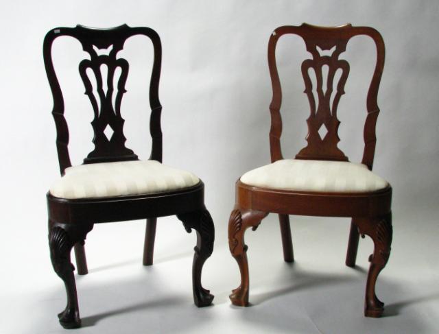 Appraisal: Set of six antique Chippendale style dining chairs all with