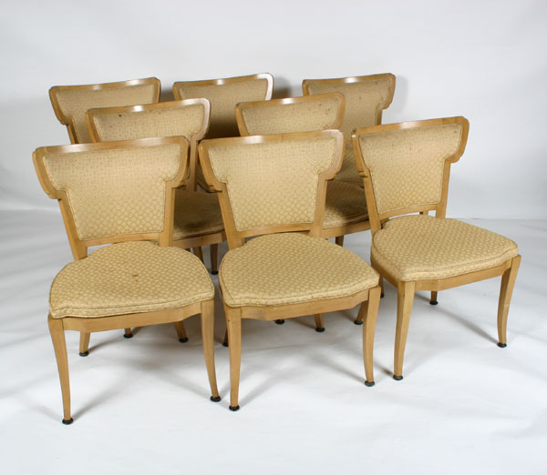 Appraisal: Set Paul Frankl-style chairs eight wing back side chairs upholstered