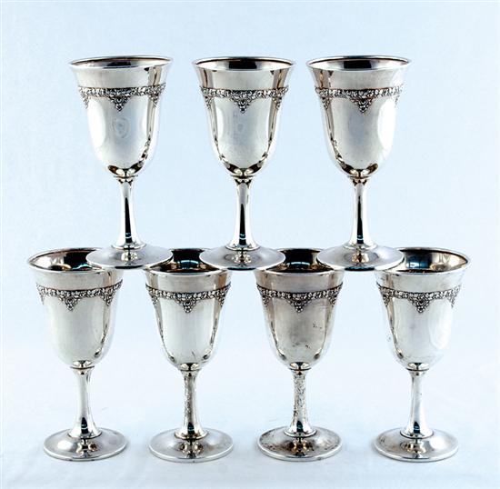 Appraisal: Set of Wallace sterling goblets floral pattern marked Wallace Sterling