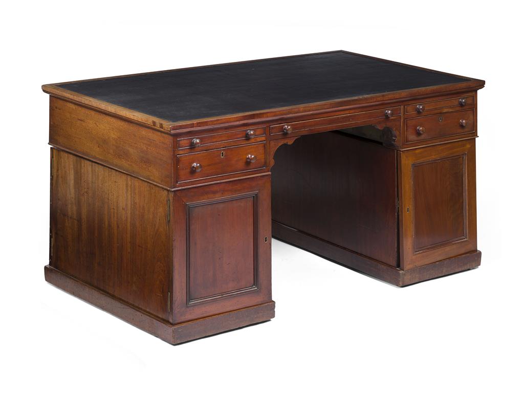 Appraisal: WILLIAM IV MAHOGANY PEDESTAL PARTNERS DESK EARLY TH CENTURY the