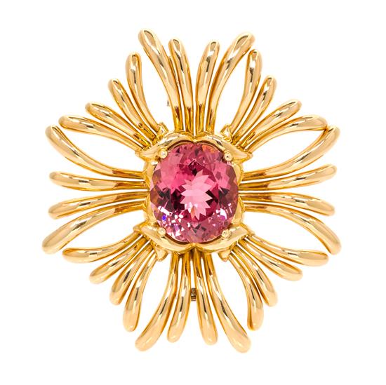 Appraisal: Sale Lot An Karat Yellow Gold and Pink Tourmaline Ray