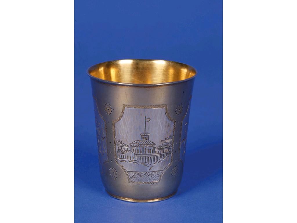 Appraisal: A RUSSIAN SILVER GILT TOT BEAKER of tapering circular form