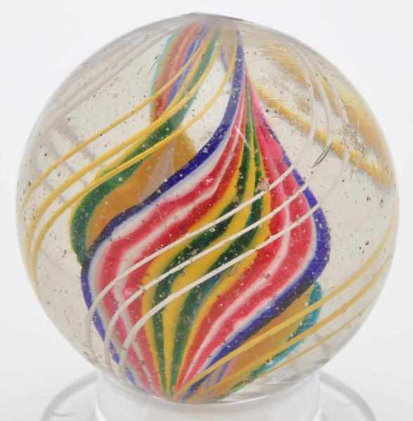 Appraisal: Large Double Ribbon Swirl Marble Description Double ribbon core colors