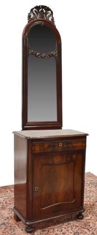 Appraisal: Continental mahogany mirrored console cabinet th c having a foliate