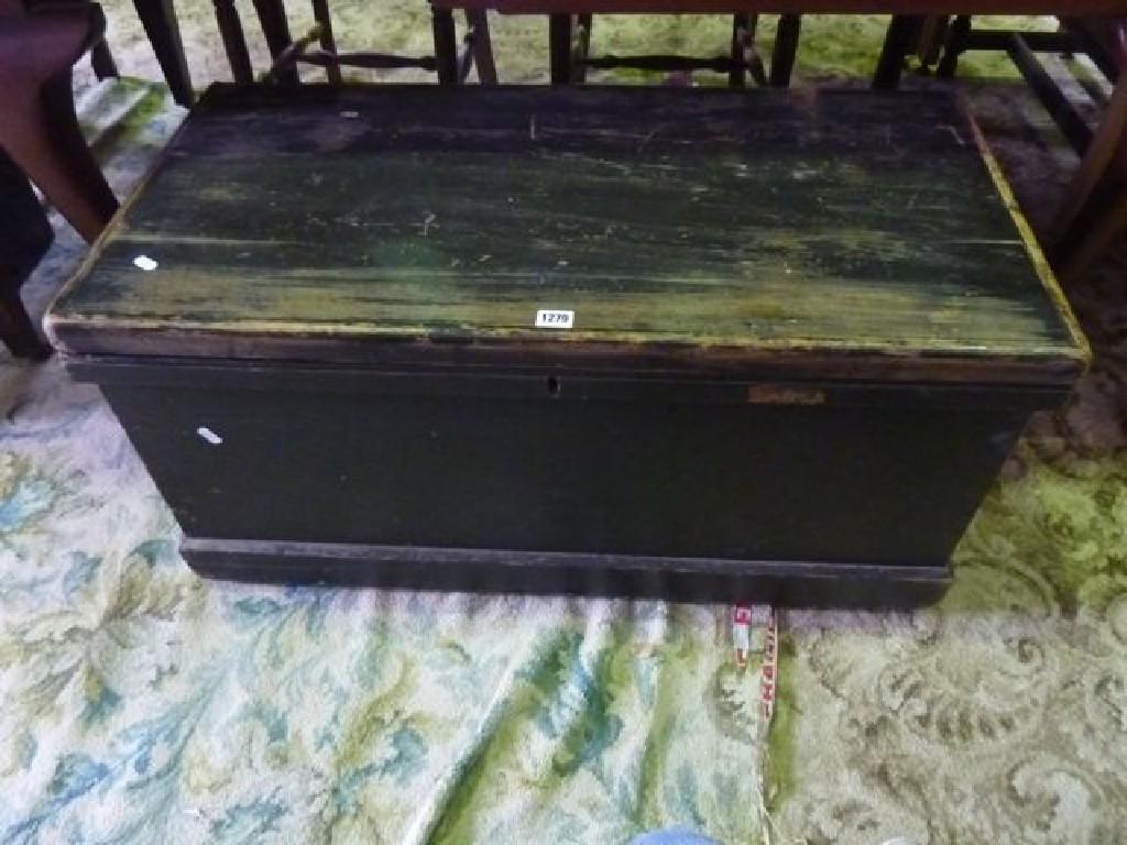 Appraisal: A stained pine box with rising lid and candle box