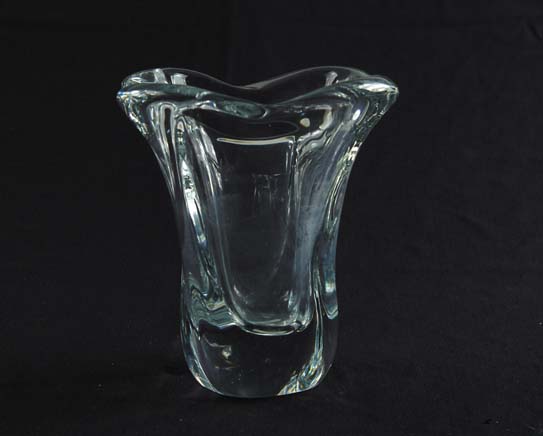 Appraisal: SIGNED DAUM VASE Outstanding heavy crystal vase has weighted base