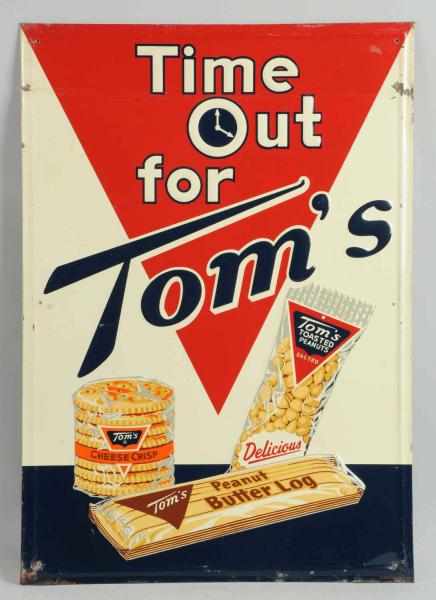 Appraisal: Embossed Tom's Tin Sign Good color remains although touched up