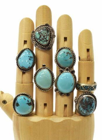 Appraisal: lot of Native American silver content unknown and turquoise rings