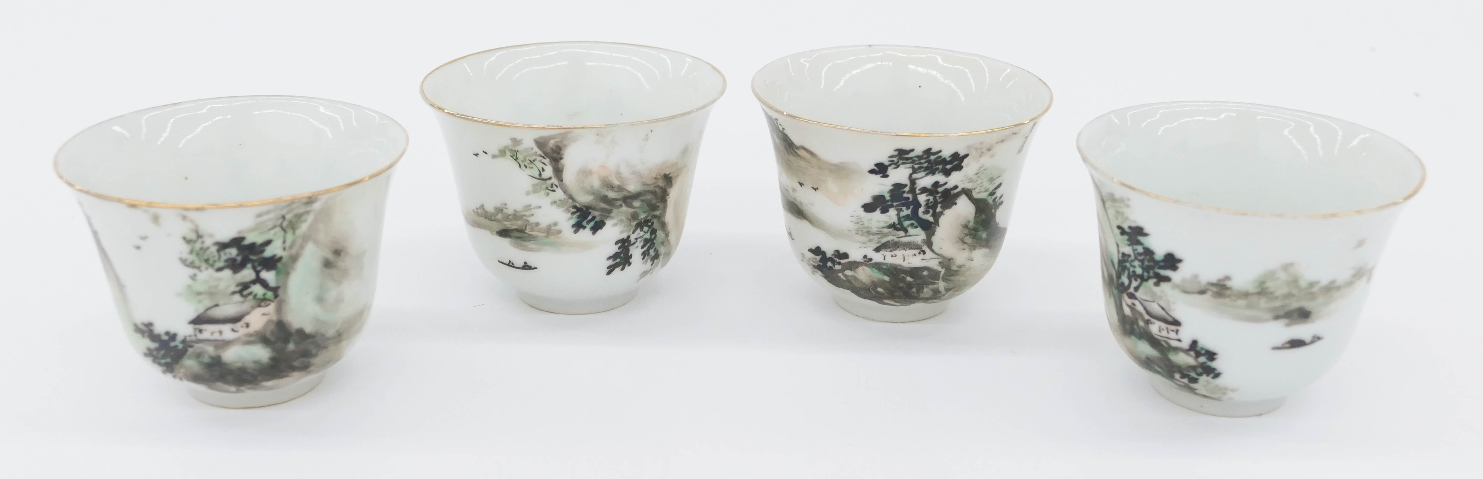 Appraisal: Set Chinese Jiangxi Republic Tea Cups ''x '' Hand painted