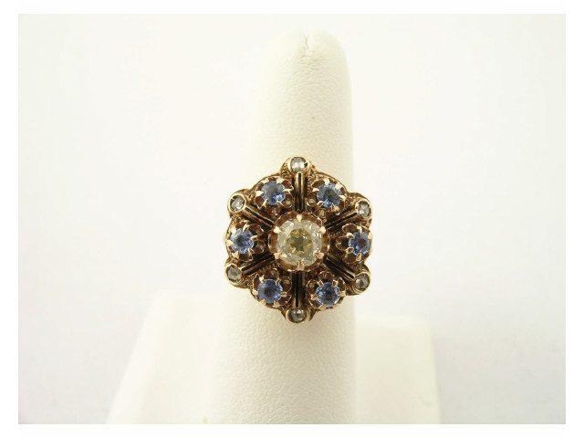 Appraisal: K yellow gold lady's diamond and sapphire ring having one