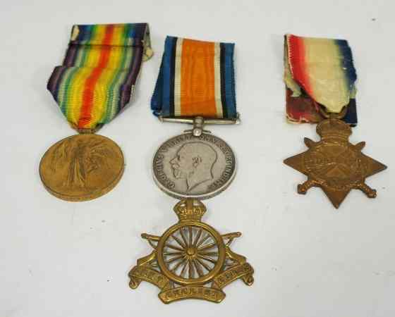 Appraisal: First World War Medal Group and Cap Badge for PTE